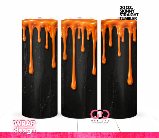 Halloween Wax Drip Candle Orange and Black -  Digital tumbler wrap for 20 oz skinny straight tumbler