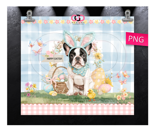French Bulldog Easter Puppy 2 -  Digital tumbler wrap for 20 oz skinny straight tumbler
