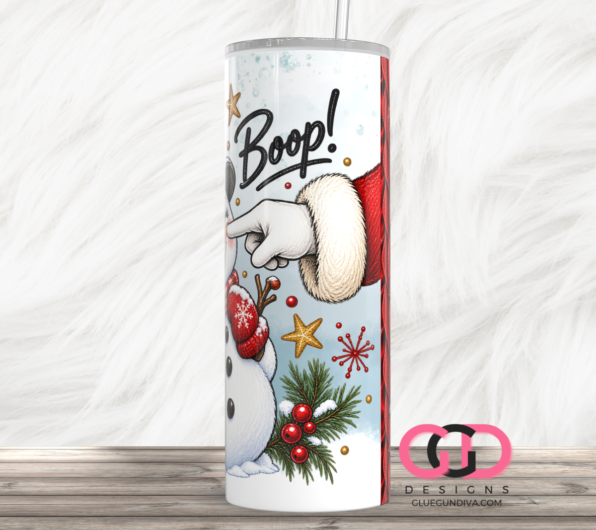 Boop Snowman -  Digital tumbler wrap for 20 oz skinny straight tumbler