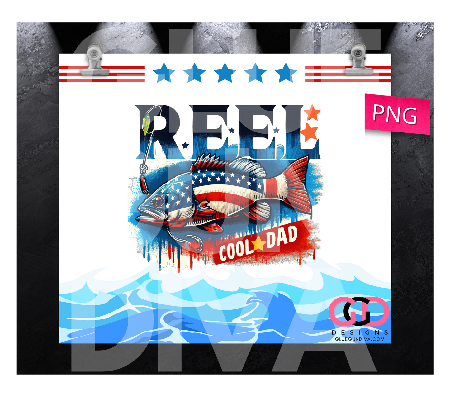 Reel Cool Dad -  Digital tumbler wrap for 20 oz skinny straight tumbler