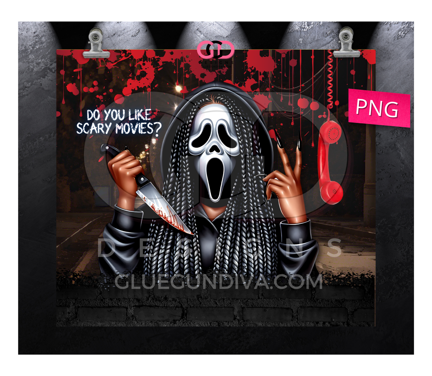 Do You Like Scary Movies -  Digital tumbler wrap for 20 oz skinny straight tumbler