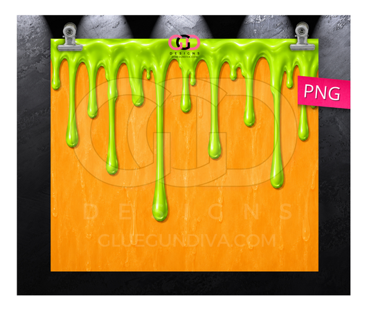 Halloween Wax Drip Candle Green and Orange -  Digital tumbler wrap for 20 oz skinny straight tumbler