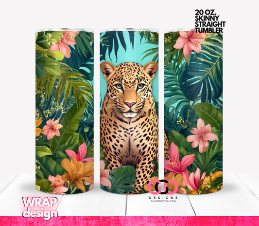 Leopard Jungle-  Digital tumbler wrap for 20 oz skinny straight tumbler