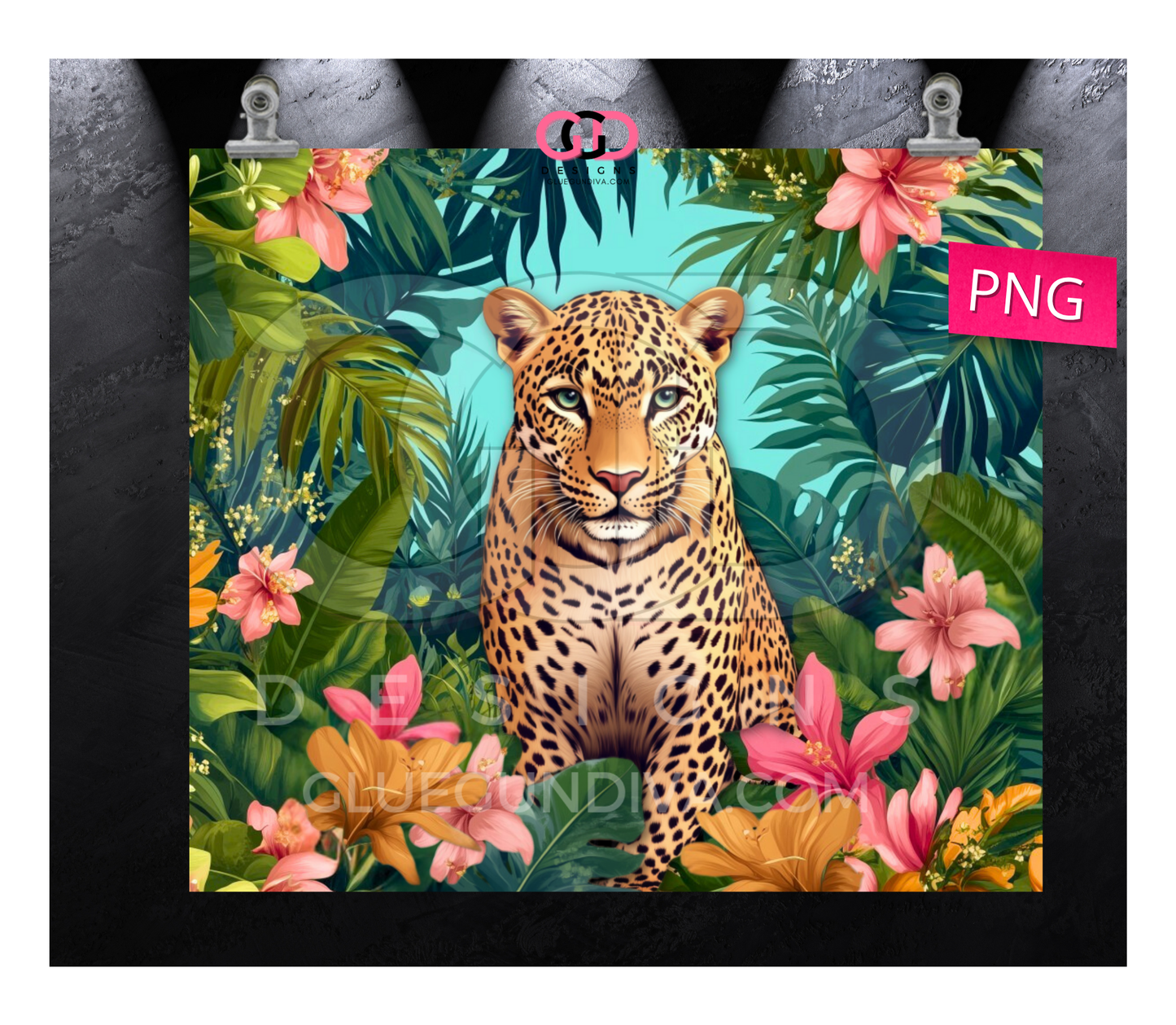 Leopard Jungle-  Digital tumbler wrap for 20 oz skinny straight tumbler