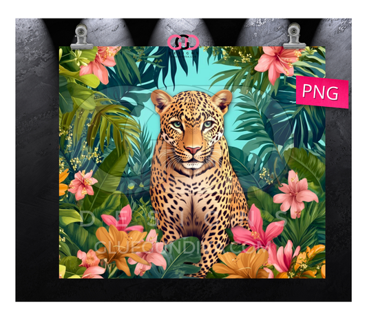 Leopard Jungle-  Digital tumbler wrap for 20 oz skinny straight tumbler