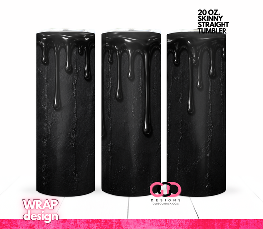 Halloween Wax Drip Candle Black and Black -  Digital tumbler wrap for 20 oz skinny straight tumbler