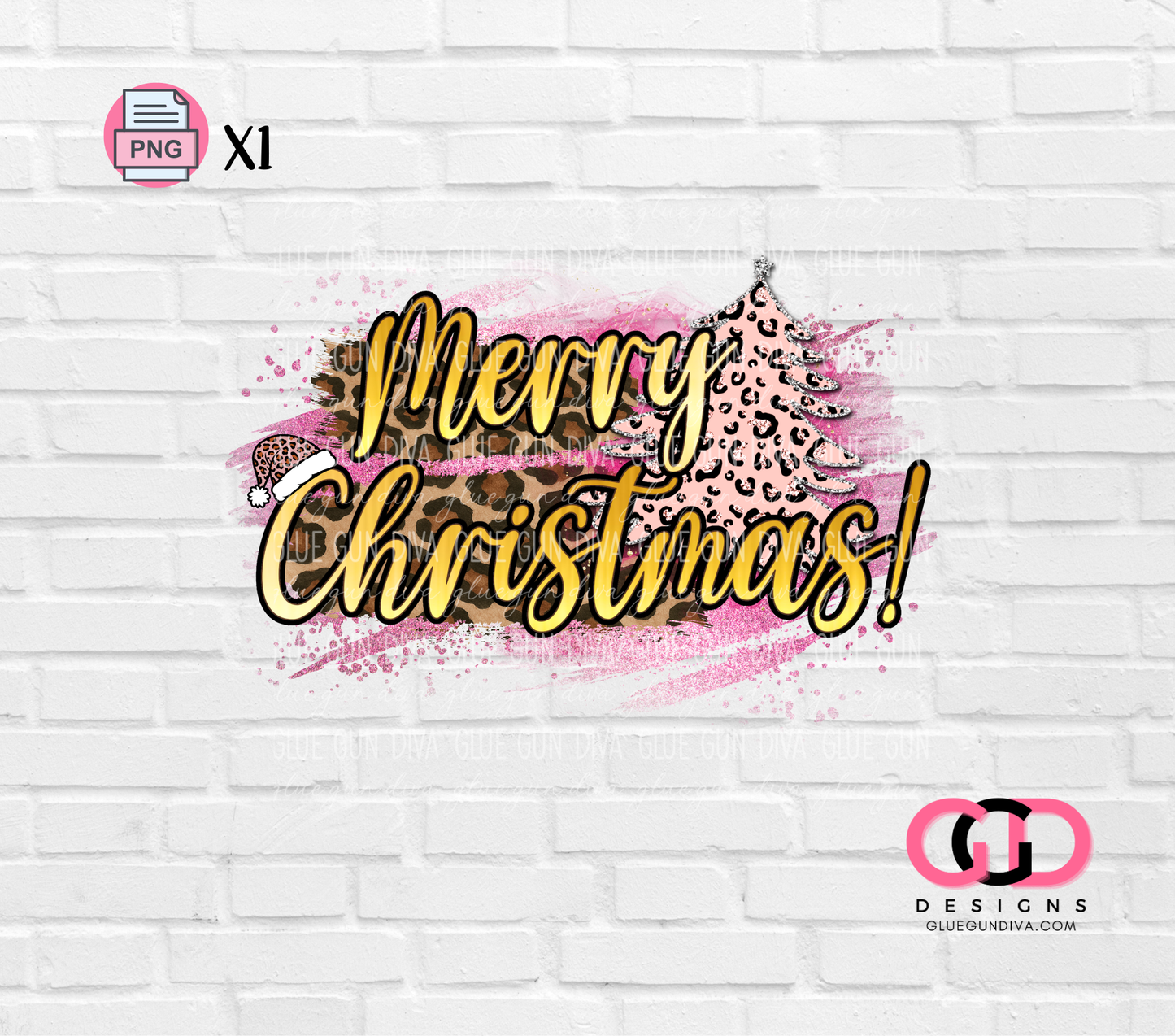 Merry Christmas Leopard and Pink -  PNGs & SVGs