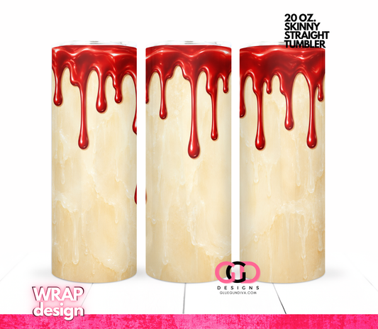Halloween Wax Drip Candle Red and Ivory -  Digital tumbler wrap for 20 oz skinny straight tumbler