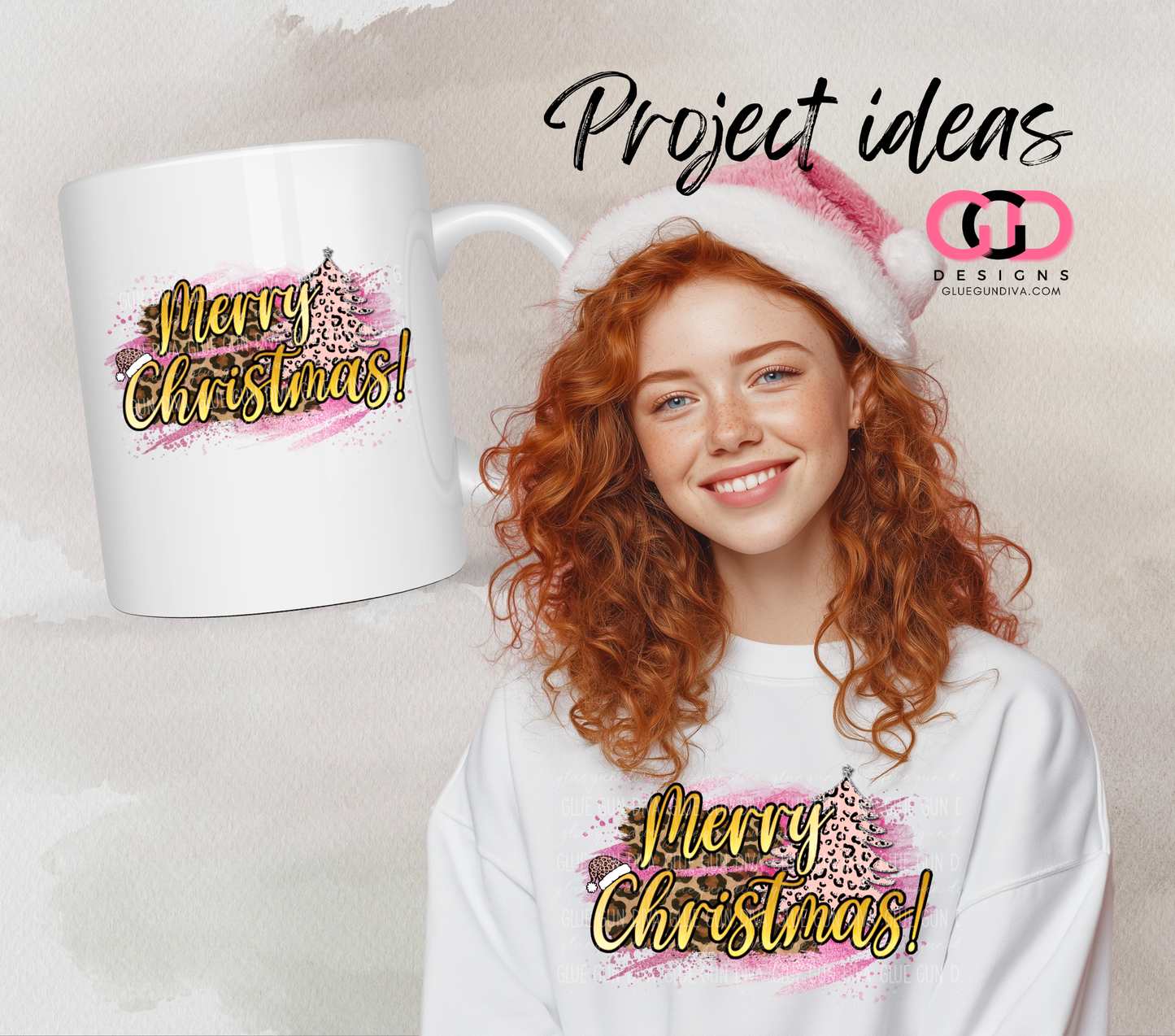 Merry Christmas Leopard and Pink -  PNGs & SVGs