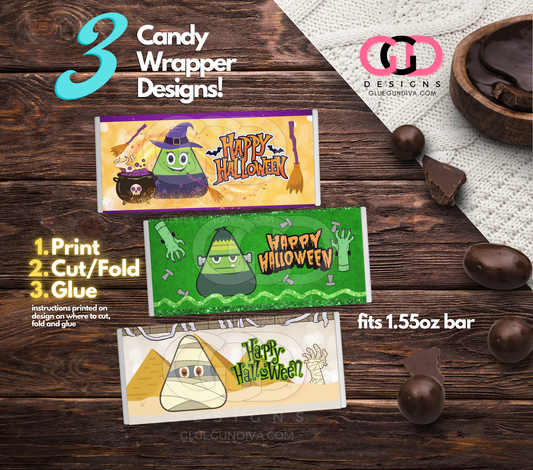 Candy Corn Halloween 25 -  Print & Cut Candy Wrappers