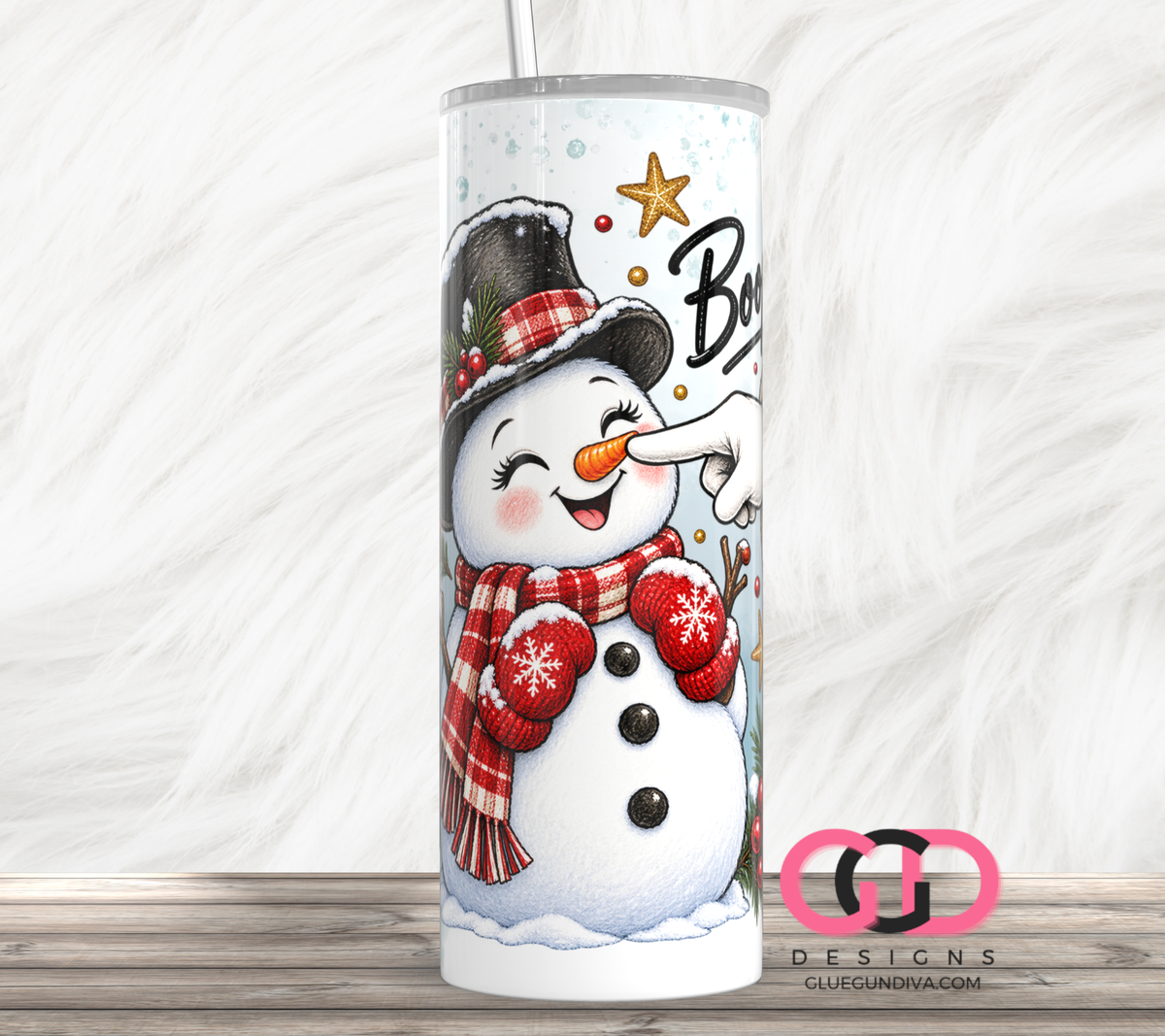 Boop Snowman -  Digital tumbler wrap for 20 oz skinny straight tumbler