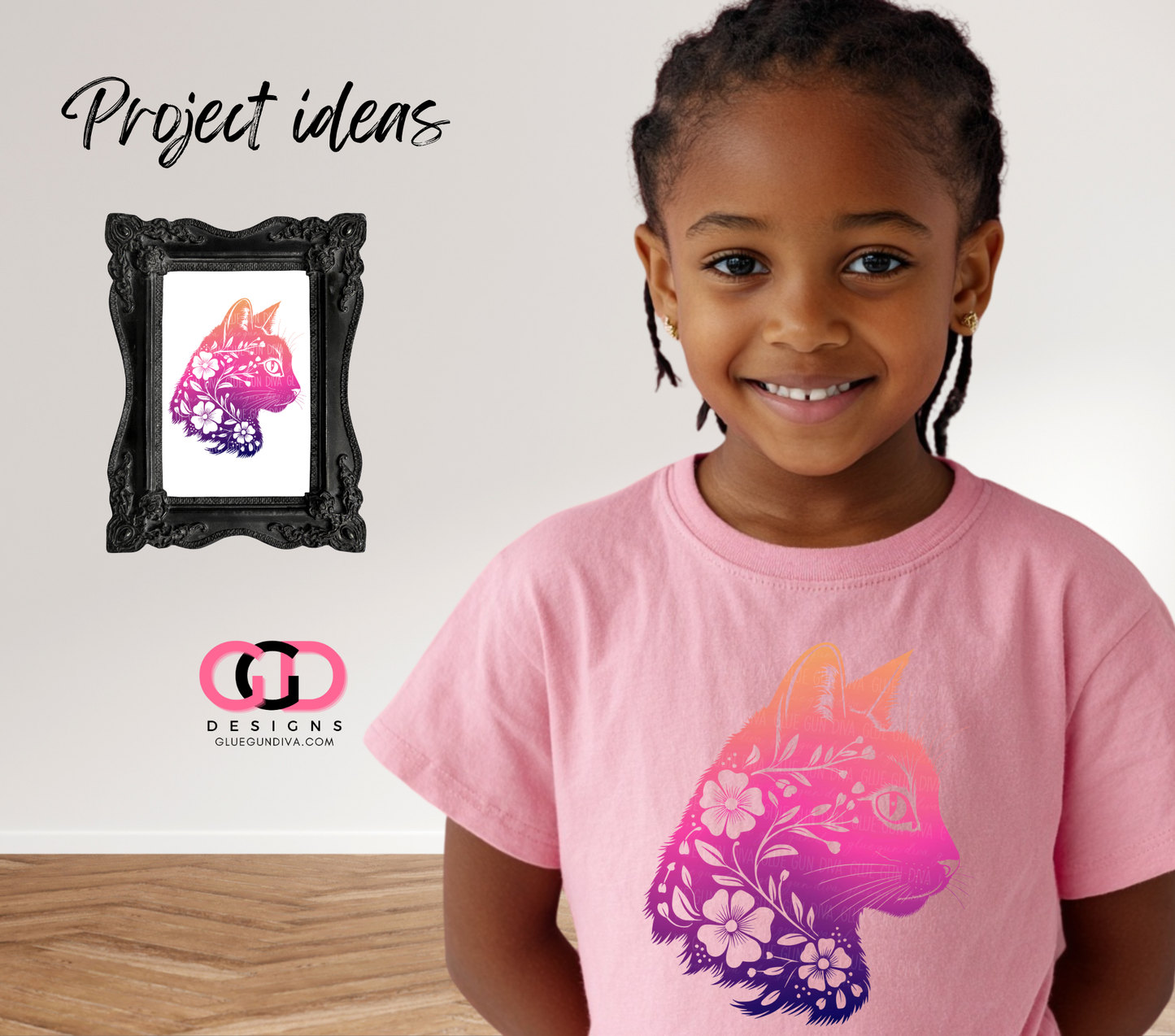 Floral Cat Silhouette -  PNGs & SVGs