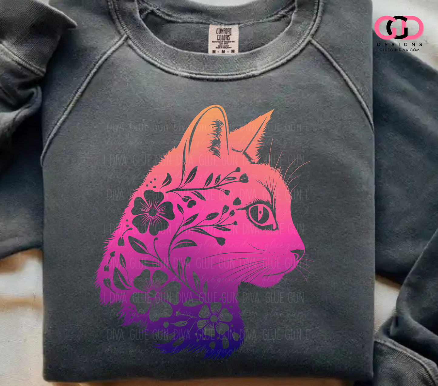 Floral Cat Silhouette -  PNGs & SVGs