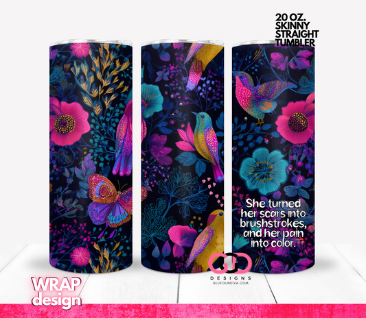 Her Pain into Color -   Digital tumbler wrap for 20 oz skinny straight tumbler