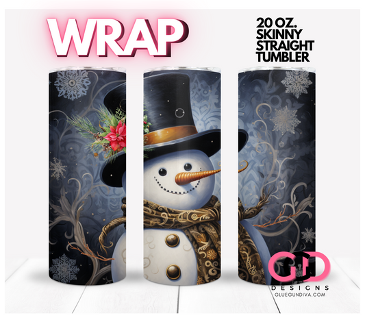 Elegant Snowman-   Digital tumbler wrap for 20 oz skinny straight tumbler