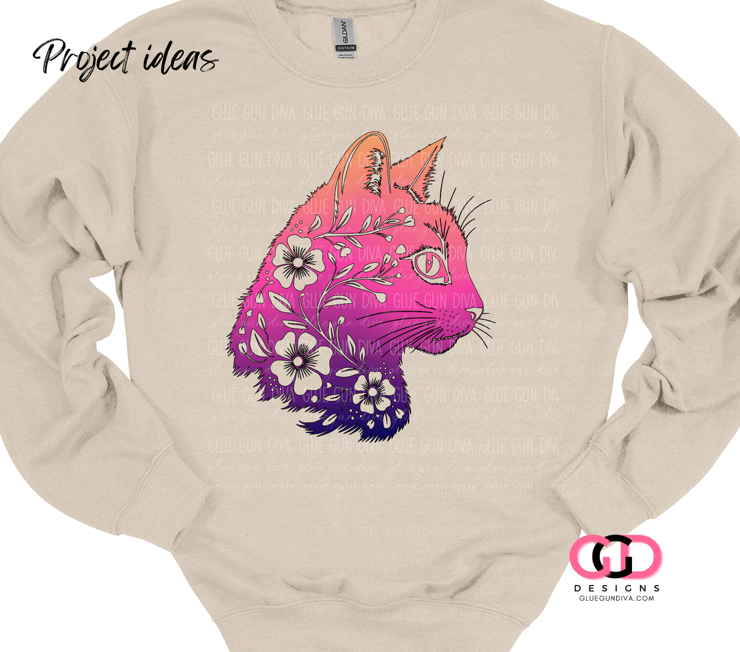 Floral Cat Silhouette -  PNGs & SVGs