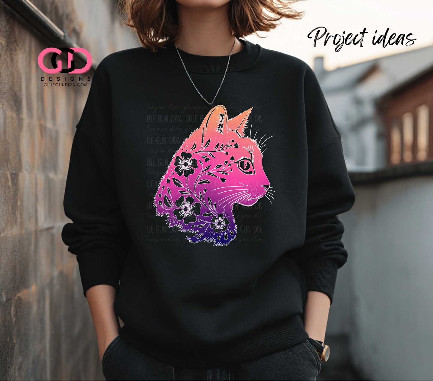 Floral Cat Silhouette -  PNGs & SVGs