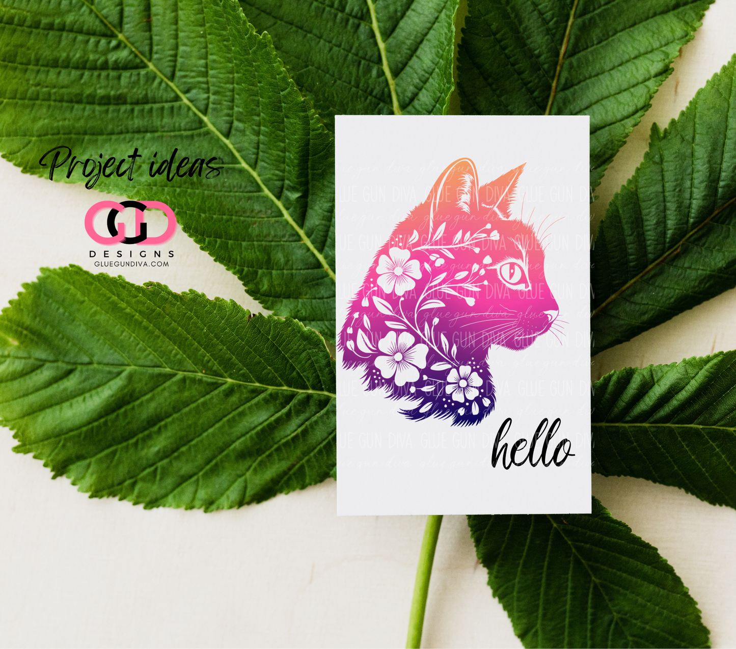 Floral Cat Silhouette -  PNGs & SVGs