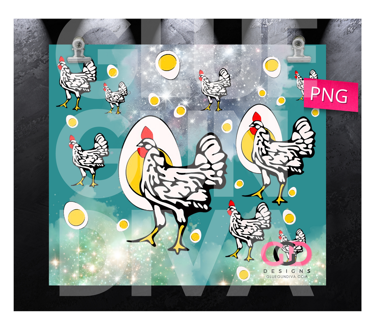 Chicken and Eggs -  Digital tumbler wrap for 20 oz skinny straight tumbler