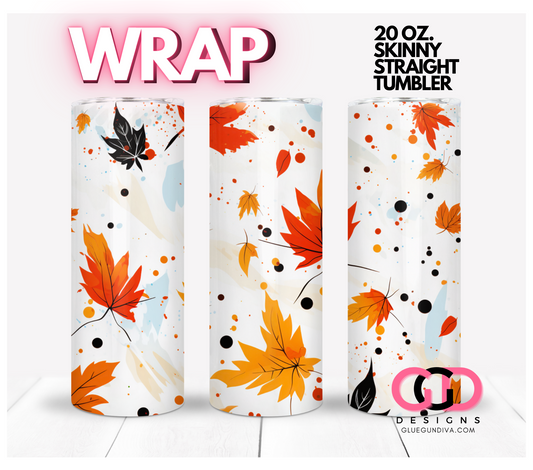 Fall Leaves Splash-   Digital tumbler wrap for 20 oz skinny straight tumbler