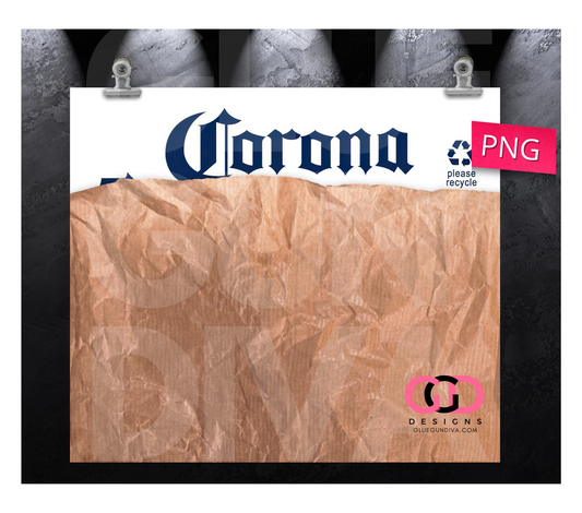 Beer in a Bag Corona-   Digital tumbler wrap for 20 oz skinny straight tumbler