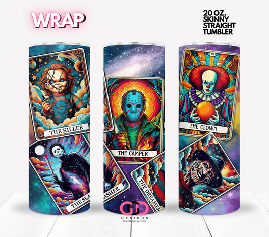 Horror Tarot Cards -  Digital tumbler wrap for 20 oz skinny straight tumbler