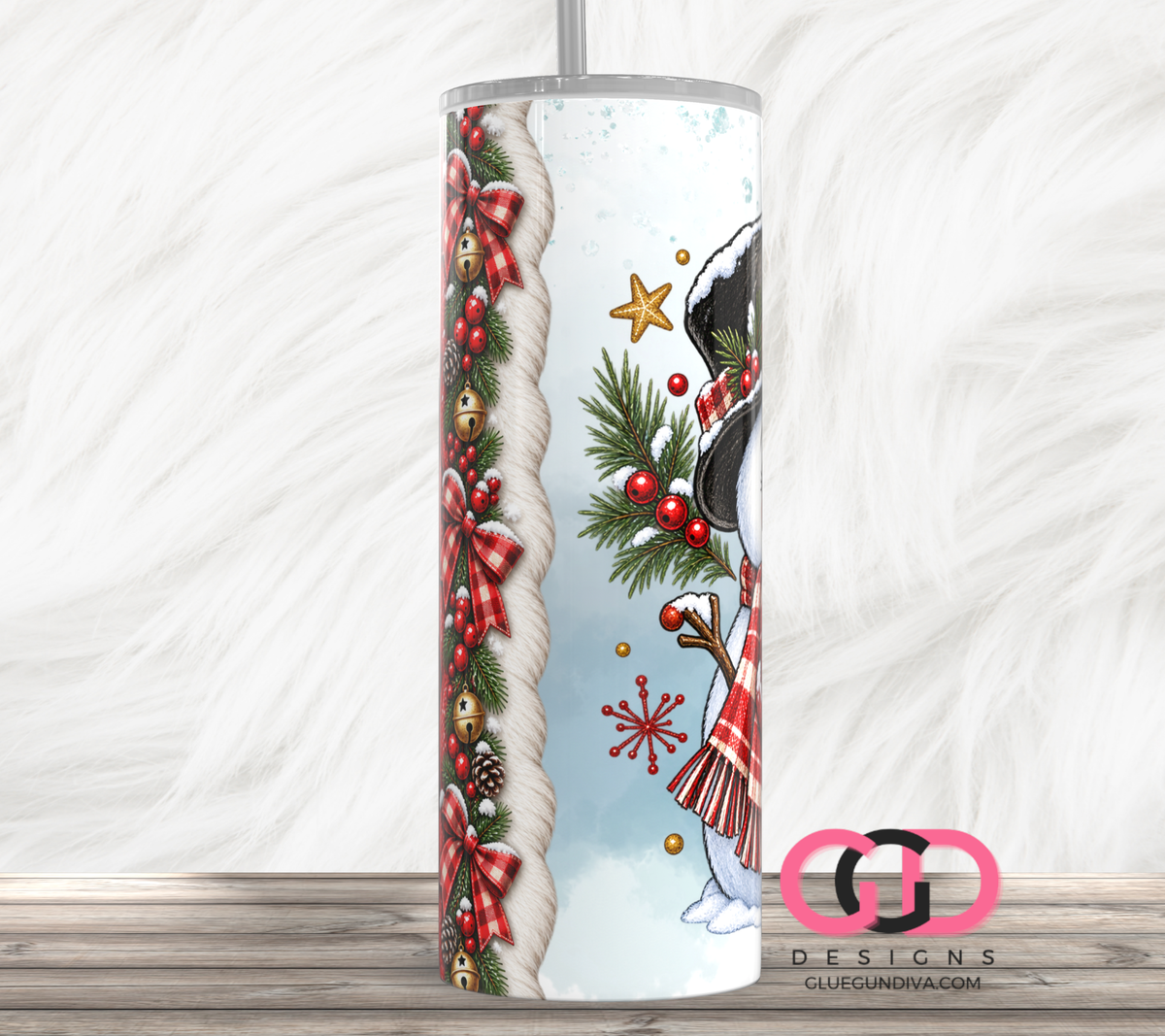 Boop Snowman -  Digital tumbler wrap for 20 oz skinny straight tumbler