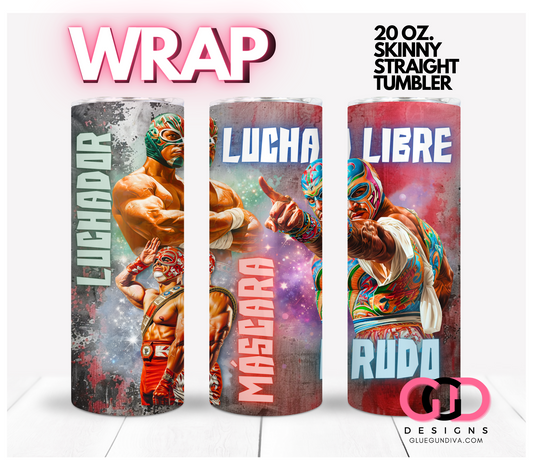 Lucha Libre-  Digital tumbler wrap for 20 oz skinny straight tumbler