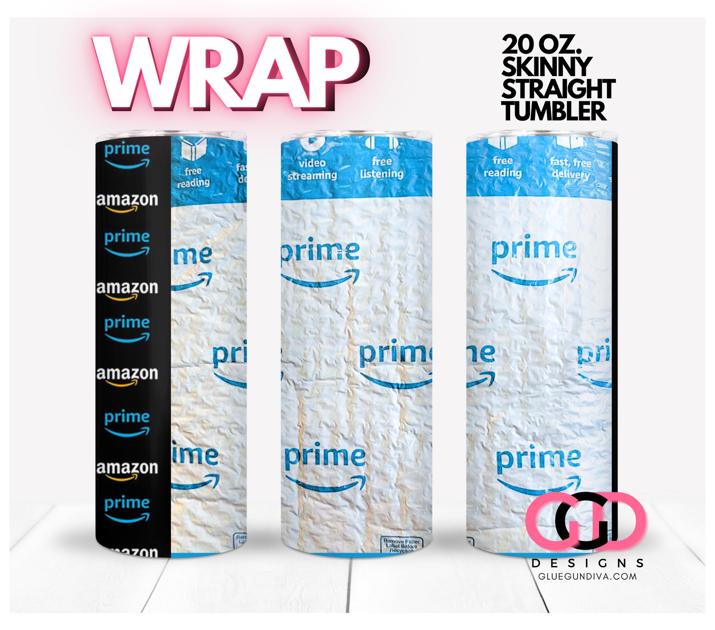 Prime Envelope -  Digital tumbler wrap for 20 oz skinny straight tumbler