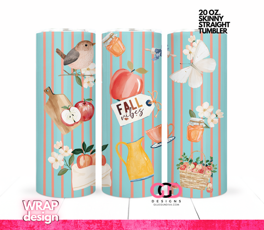 Apple Fall VIbes -  Digital tumbler wrap for 20 oz skinny straight tumbler