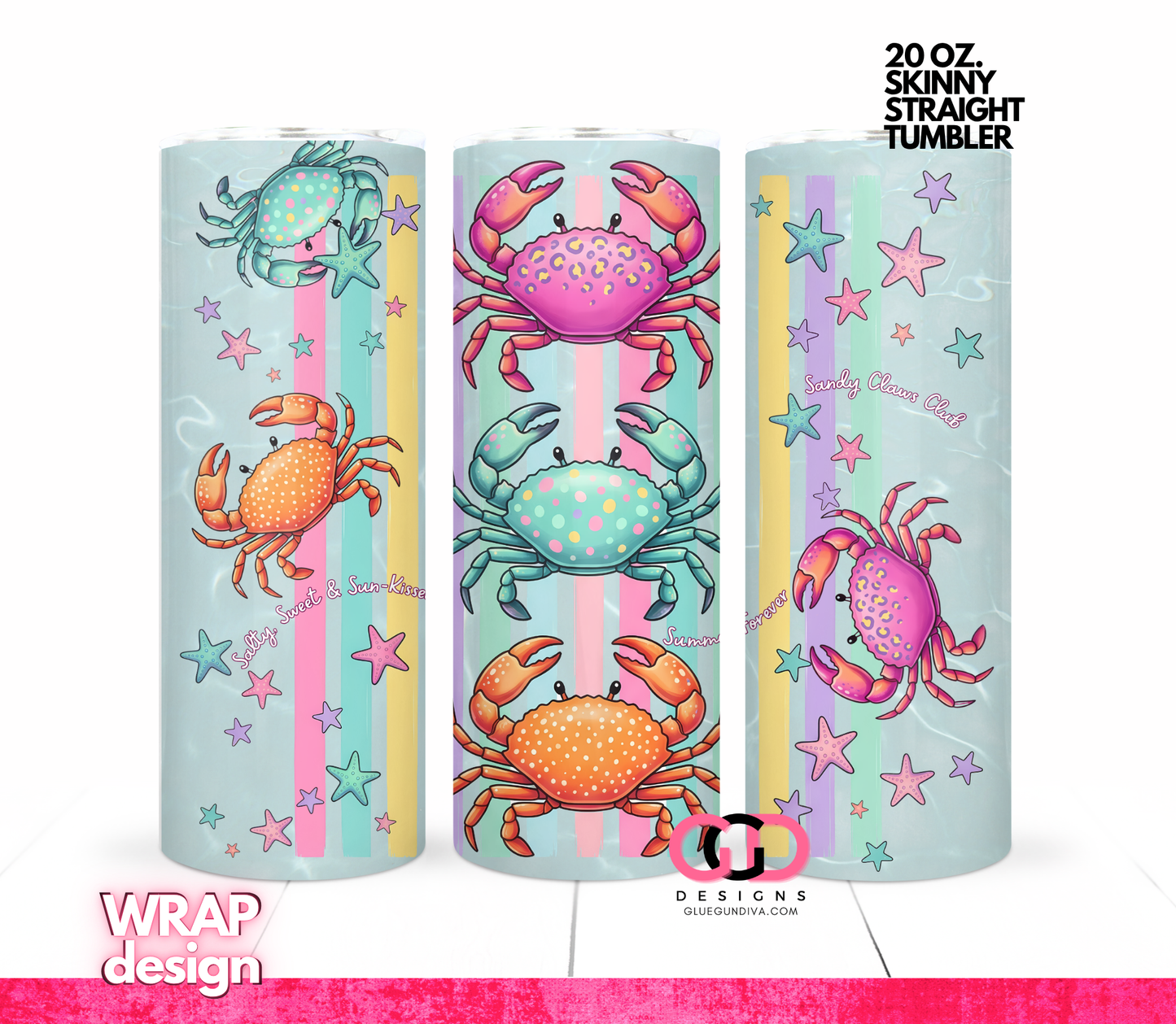 Sandy Claws -  Digital tumbler wrap for 20 oz skinny straight tumbler