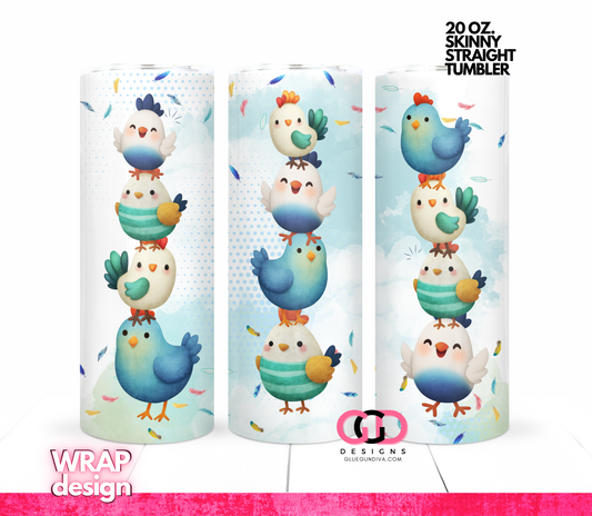 Chicken Fun -   Digital tumbler wrap for 20 oz skinny straight tumbler