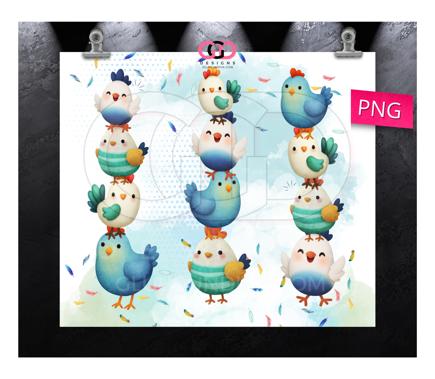 Chicken Fun -   Digital tumbler wrap for 20 oz skinny straight tumbler