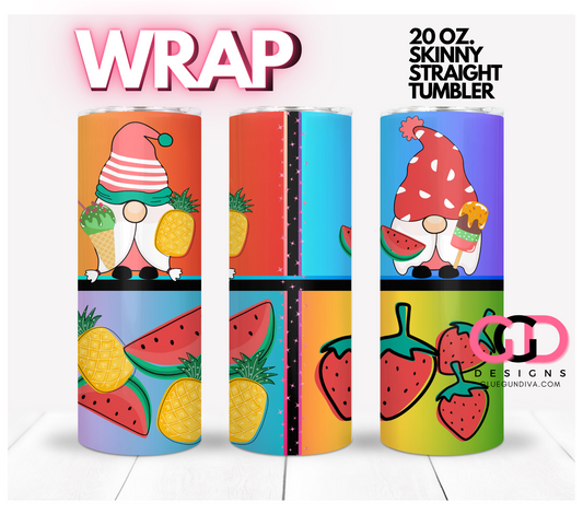 Bright Summer Gnomes-   Digital tumbler wrap for 20 oz skinny straight tumbler