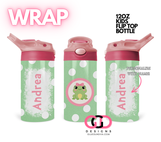 Cute Frogs - Digital Sippy Cup Wrap for kid's cups 12 oz
