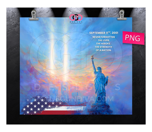 911 Never Forgotten-   Digital tumbler wrap for 20 oz skinny straight tumbler