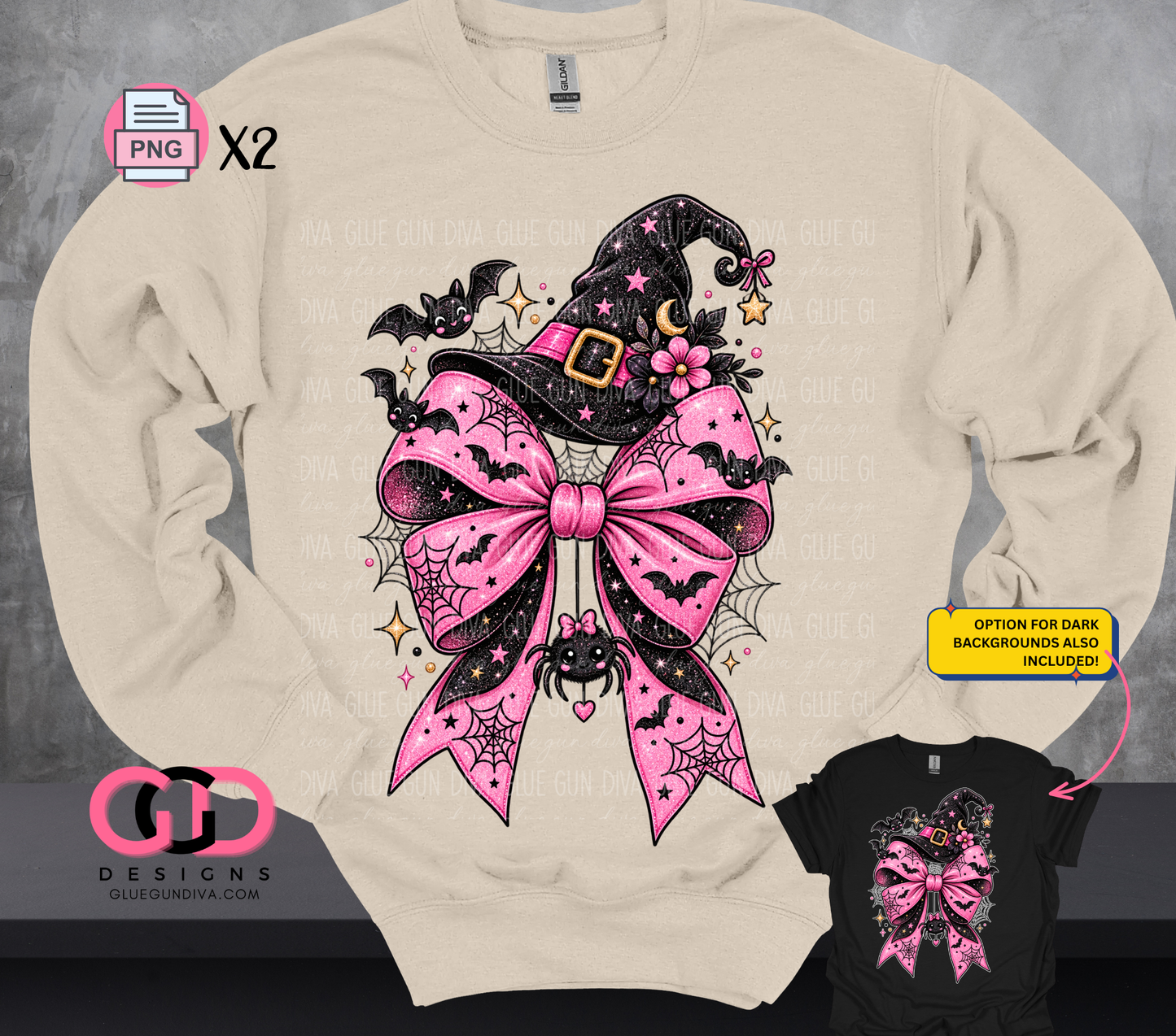 Cute Pink Halloween Bow -  PNGs & SVGs