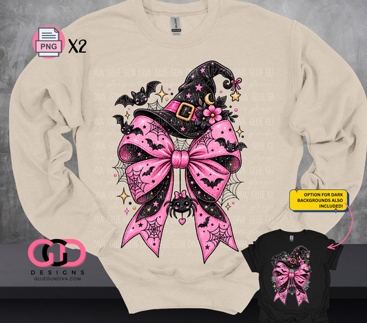 Cute Pink Halloween Bow -  PNGs & SVGs