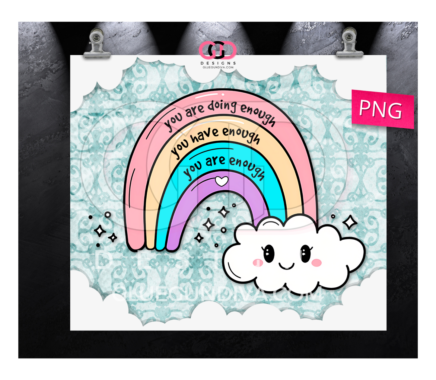 Mental health Rainbow -  Digital tumbler wrap for 20 oz skinny straight tumbler
