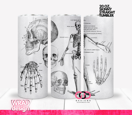 Skeleton Labels -   Digital tumbler wrap for 20 oz skinny straight tumbler