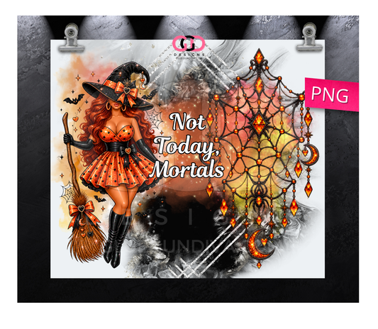 Not Today Mortals Red Hair -  Digital tumbler wrap for 20 oz skinny straight tumbler