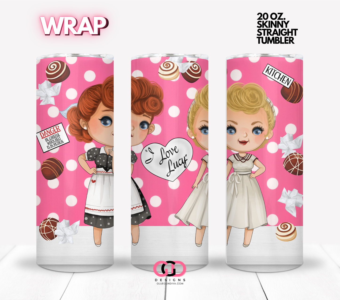 Friends and chocolates- Digital tumbler wrap for 20 oz skinny straight tumbler