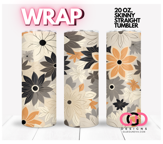 Fall Flowers Background-   Digital tumbler wrap for 20 oz skinny straight tumbler