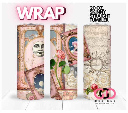 Pink Celestial Collage-   Digital tumbler wrap for 20 oz skinny straight tumbler