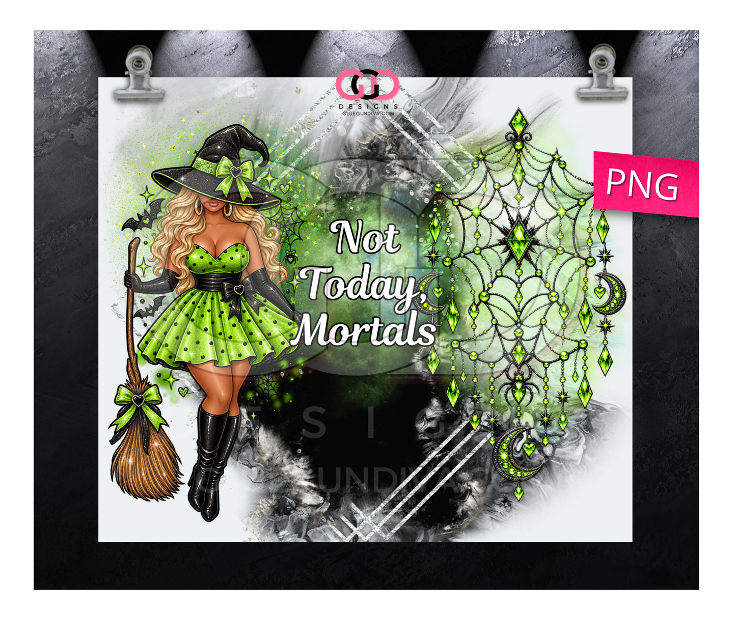 Not Today Mortals Blonde -  Digital tumbler wrap for 20 oz skinny straight tumbler