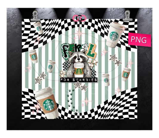 Feral for Starbies -  Digital tumbler wrap for 20 oz skinny straight tumbler