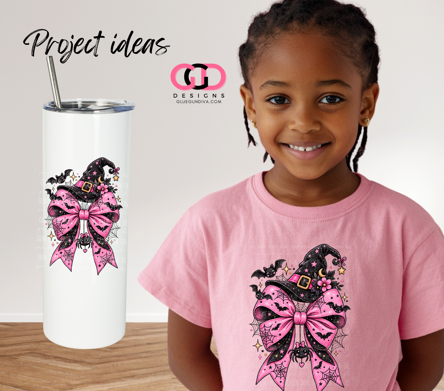 Cute Pink Halloween Bow -  PNGs & SVGs