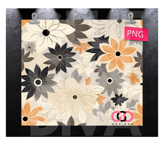 Fall Flowers Background-   Digital tumbler wrap for 20 oz skinny straight tumbler