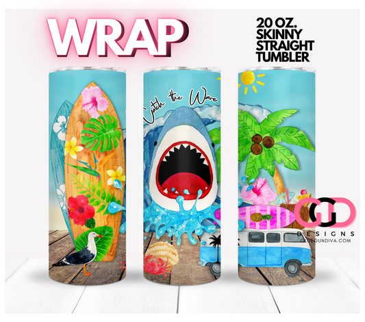 Catch the Wave-   Digital tumbler wrap for 20 oz skinny straight tumbler