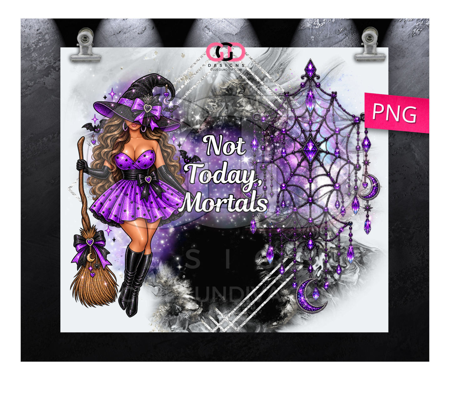 Not Today Mortals Brown Hair -  Digital tumbler wrap for 20 oz skinny straight tumbler